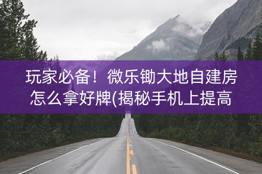 玩家必备！微乐锄大地自建房怎么拿好牌(揭秘手机上提高赢的概率)