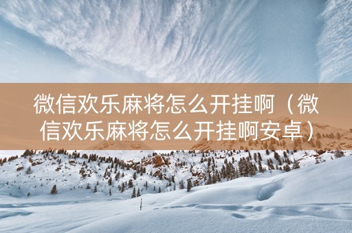 微信欢乐麻将怎么开挂啊（微信欢乐麻将怎么开挂啊安卓）