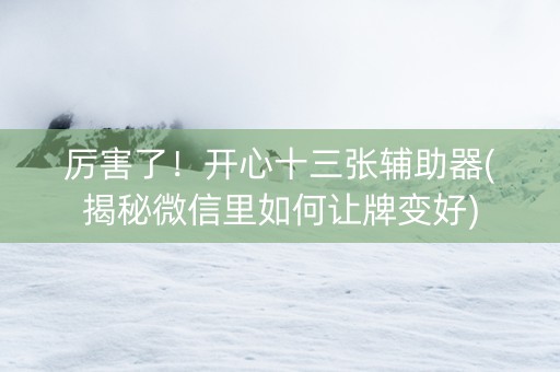 厉害了！开心十三张辅助器(揭秘微信里如何让牌变好)