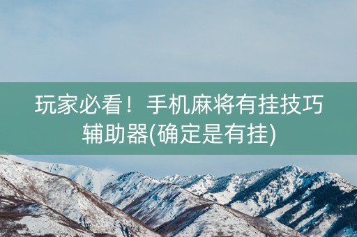 玩家必看！手机麻将有挂技巧辅助器(确定是有挂)