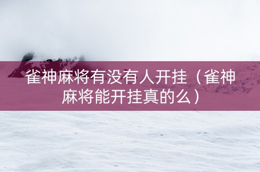 雀神麻将有没有人开挂（雀神麻将能开挂真的么）