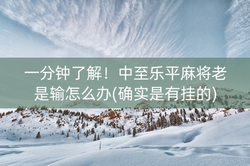 一分钟了解！中至乐平麻将老是输怎么办(确实是有挂的)