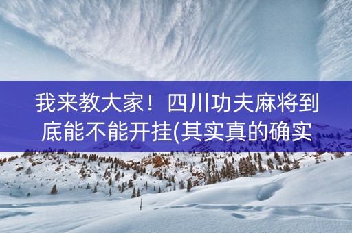 我来教大家！四川功夫麻将到底能不能开挂(其实真的确实有挂)