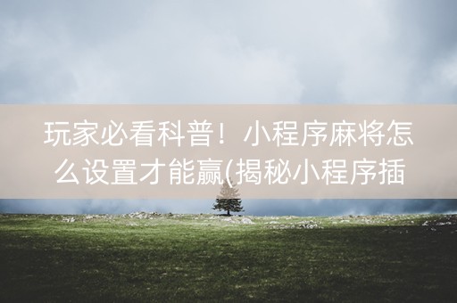 玩家必看科普！小程序麻将怎么设置才能赢(揭秘小程序插件免费)