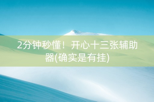 2分钟秒懂！开心十三张辅助器(确实是有挂)