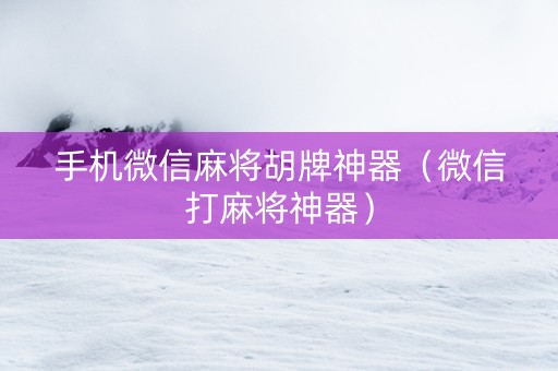 手机微信麻将胡牌神器（微信打麻将神器）