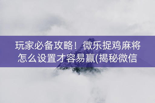 玩家必备攻略！微乐捉鸡麻将怎么设置才容易赢(揭秘微信里输赢规律)