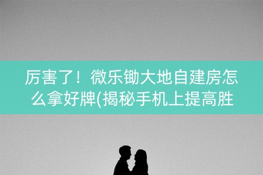 厉害了！微乐锄大地自建房怎么拿好牌(揭秘手机上提高胜率)