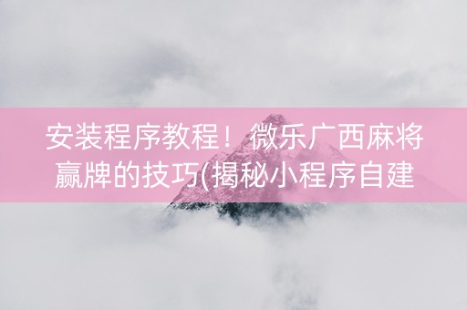 安装程序教程！微乐广西麻将赢牌的技巧(揭秘小程序自建房怎么赢)