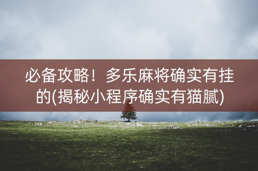 必备攻略！多乐麻将确实有挂的(揭秘小程序确实有猫腻)