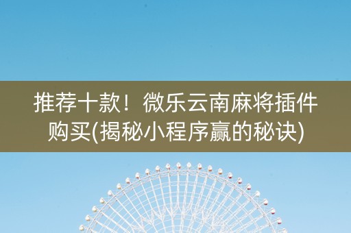推荐十款！微乐云南麻将插件购买(揭秘小程序赢的秘诀)