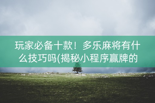 玩家必备十款！多乐麻将有什么技巧吗(揭秘小程序赢牌的技巧)