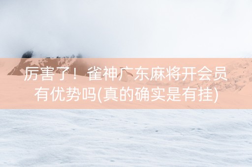 厉害了！雀神广东麻将开会员有优势吗(真的确实是有挂)