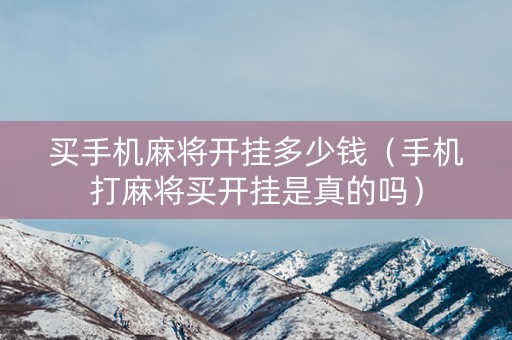 买手机麻将开挂多少钱（手机打麻将买开挂是真的吗）