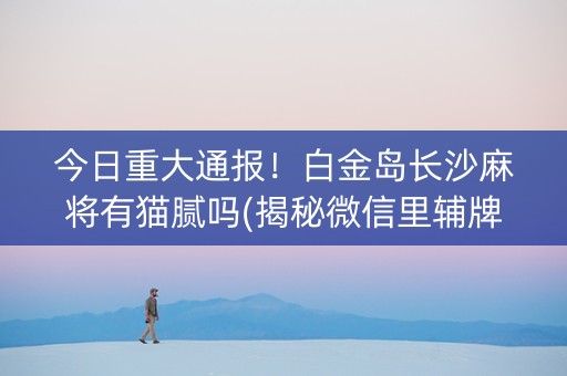 今日重大通报！白金岛长沙麻将有猫腻吗(揭秘微信里辅牌器)