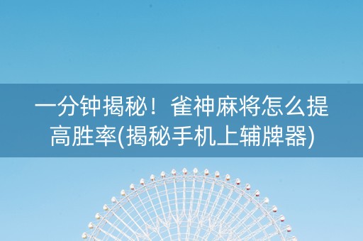 一分钟揭秘！雀神麻将怎么提高胜率(揭秘手机上辅牌器)