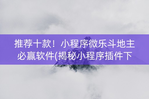 推荐十款！小程序微乐斗地主必赢软件(揭秘小程序插件下载)