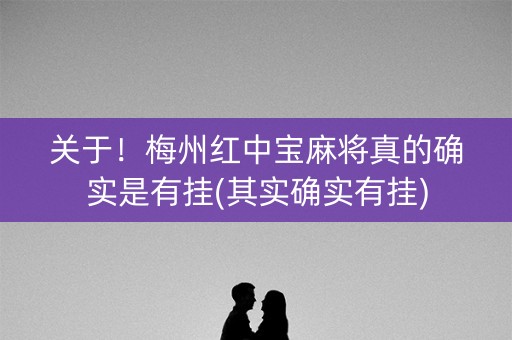 关于！梅州红中宝麻将真的确实是有挂(其实确实有挂)