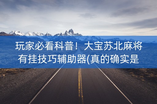 玩家必看科普！大宝苏北麻将有挂技巧辅助器(真的确实是有挂)