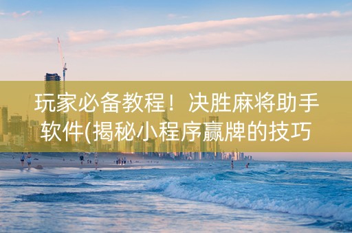 玩家必备教程！决胜麻将助手软件(揭秘小程序赢牌的技巧)