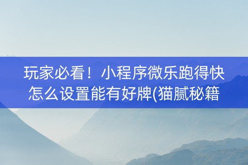 玩家必看！小程序微乐跑得快怎么设置能有好牌(猫腻秘籍真的有挂)