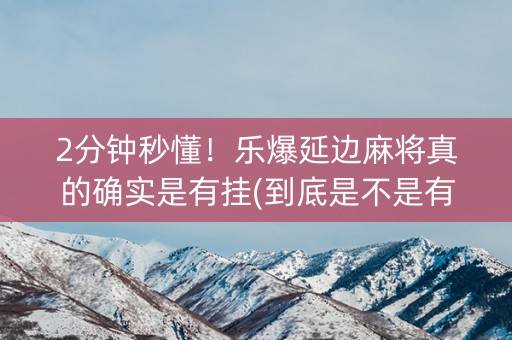 2分钟秒懂！乐爆延边麻将真的确实是有挂(到底是不是有挂)