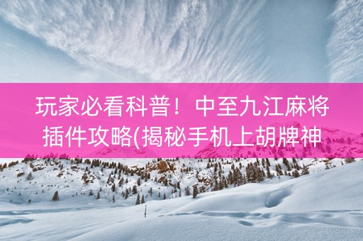 玩家必看科普！中至九江麻将插件攻略(揭秘手机上胡牌神器)