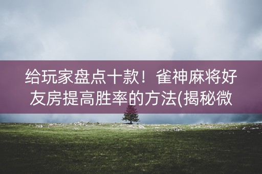 给玩家盘点十款！雀神麻将好友房提高胜率的方法(揭秘微信里最新神器下载)