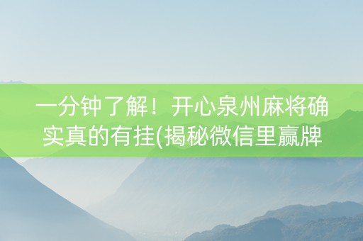 一分钟了解！开心泉州麻将确实真的有挂(揭秘微信里赢牌的技巧)
