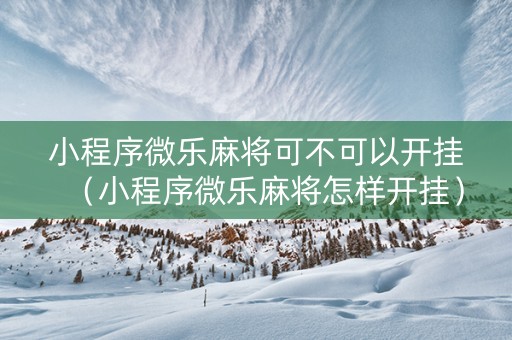 小程序微乐麻将可不可以开挂（小程序微乐麻将怎样开挂）
