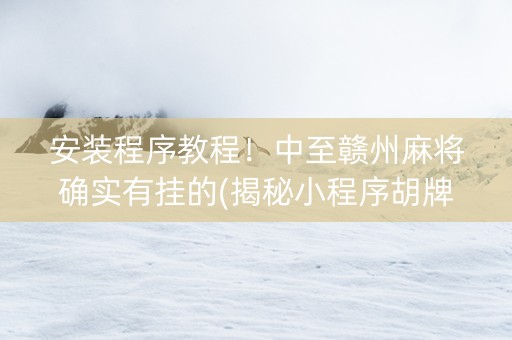 安装程序教程！中至赣州麻将确实有挂的(揭秘小程序胡牌技巧)