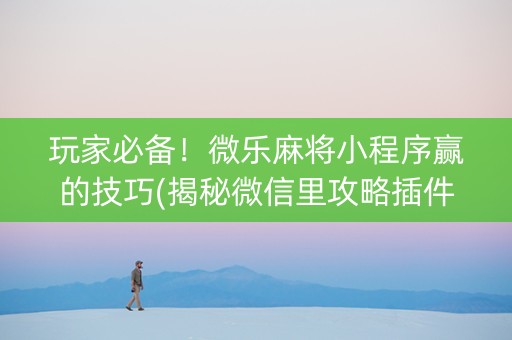 玩家必备！微乐麻将小程序赢的技巧(揭秘微信里攻略插件)