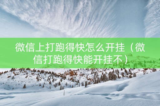 微信上打跑得快怎么开挂（微信打跑得快能开挂不）