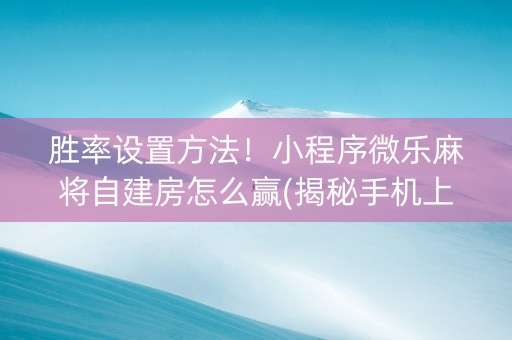 胜率设置方法！小程序微乐麻将自建房怎么赢(揭秘手机上系统发好牌)