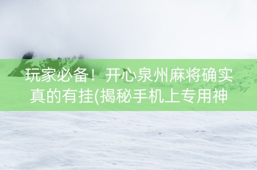 玩家必备！开心泉州麻将确实真的有挂(揭秘手机上专用神器)