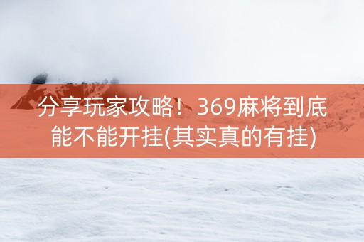 分享玩家攻略！369麻将到底能不能开挂(其实真的有挂)