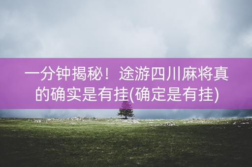 一分钟揭秘！途游四川麻将真的确实是有挂(确定是有挂)