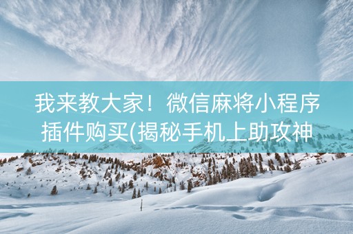 我来教大家！微信麻将小程序插件购买(揭秘手机上助攻神器)