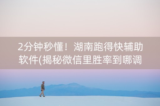2分钟秒懂！湖南跑得快辅助软件(揭秘微信里胜率到哪调)