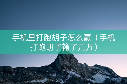 手机里打跑胡子怎么赢（手机打跑胡子输了几万）