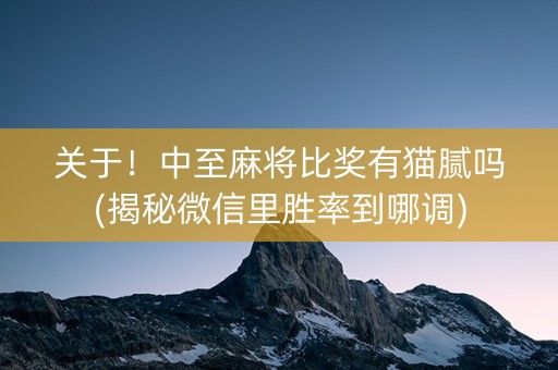 关于！中至麻将比奖有猫腻吗(揭秘微信里胜率到哪调)