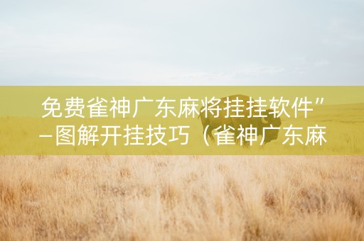 免费雀神广东麻将挂挂软件”—图解开挂技巧（雀神广东麻将开挂神器）