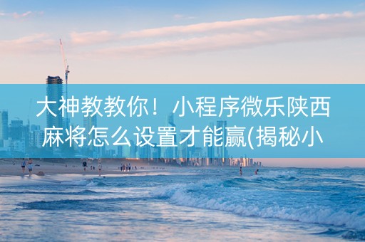大神教教你！小程序微乐陕西麻将怎么设置才能赢(揭秘小程序提高胜率)