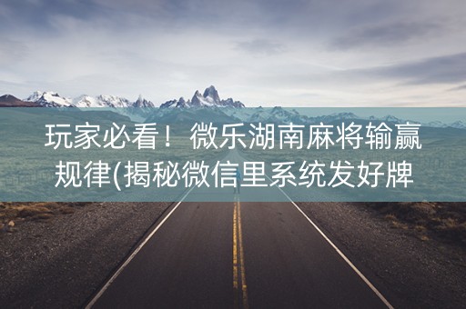 玩家必看！微乐湖南麻将输赢规律(揭秘微信里系统发好牌)