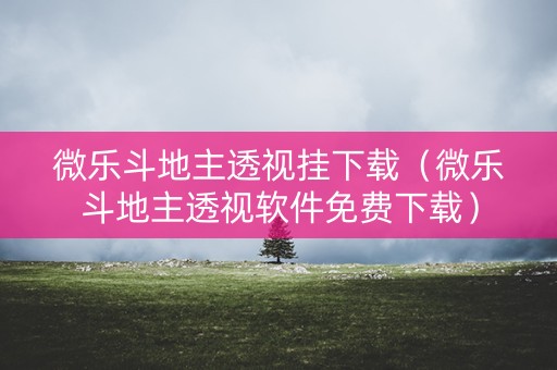 微乐斗地主透视挂下载（微乐斗地主透视软件免费下载）