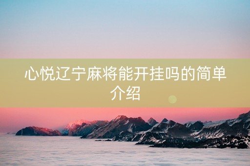 心悦辽宁麻将能开挂吗的简单介绍