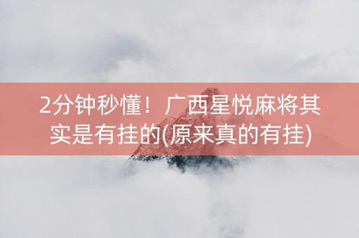 2分钟秒懂！广西星悦麻将其实是有挂的(原来真的有挂)