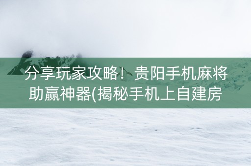 分享玩家攻略！贵阳手机麻将助赢神器(揭秘手机上自建房怎么赢)