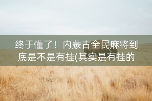 终于懂了！内蒙古全民麻将到底是不是有挂(其实是有挂的)