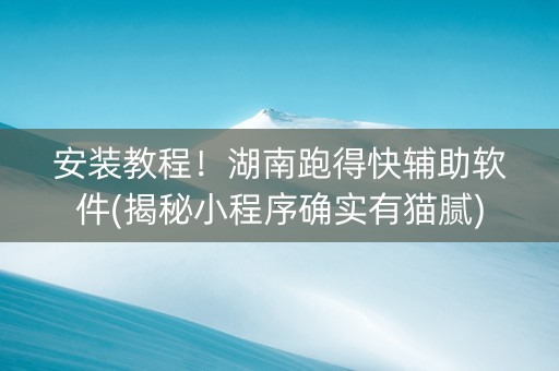 安装教程！湖南跑得快辅助软件(揭秘小程序确实有猫腻)